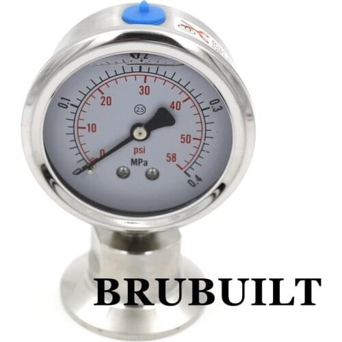 Pressure Gauge 0-60 PSI 1.5"TC 304 Sanitary Tri-Clover Fittings Connectors Home Brew
