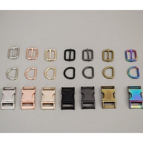 50 set 25mm Metal side release buckles D rings sliders for para cord dog cat collar buckles DIY sewing accessories