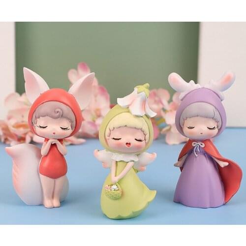 Cute Lady Girl Blind Box GK Resin Chibi Anime Figurine Figure Action Toys Model Hidden Fox Birthday Surprise Gift Children Scale
