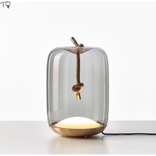 Minimalist Designer Brokis Knot Table Lamp Glass Hemp Rope Indoor Lighting for Living Room Decoration Bedside Bedroom Studio Bar