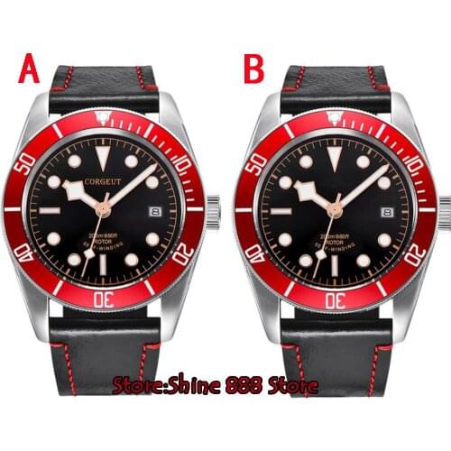 41mm Corgeut black sterile dial rose gold rim hands red insert Bezel sapphire glass MIYOTA Automatic Mens watch