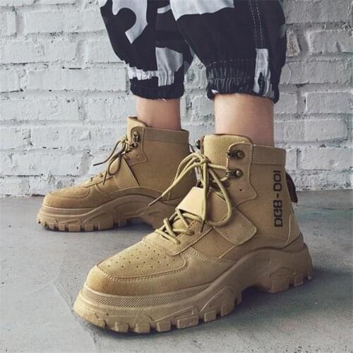 Autumn High Top Sneakers Men Casual Sport Shoes Male Platform Martin Boots Thick Bottom Man Motorcycle Ankle Boots