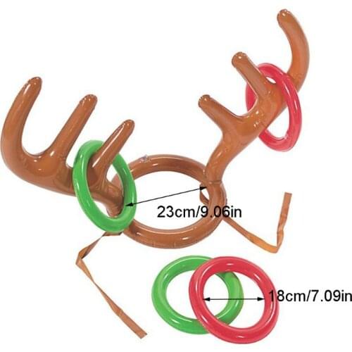 1 Pc Christmas Inflatable Reindeer Antler Ring Toss Game Xmas Party Fun Props 77HD