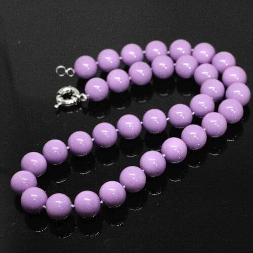 Delicate purple baking paint glass shell pearl 8,10,12mm round beads fashion women necklace jewelry 18inch B1476