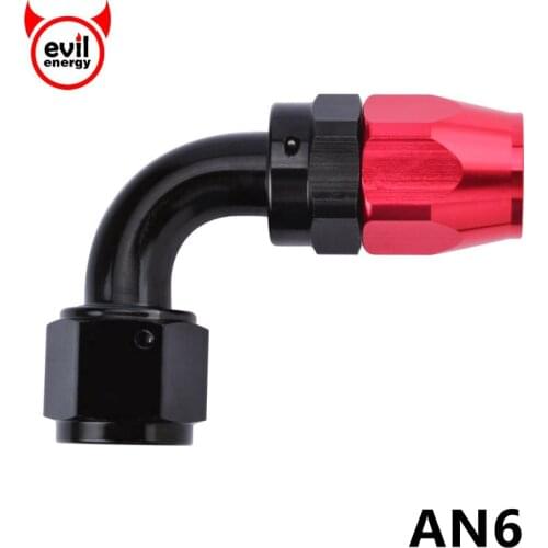 Evil energy New Arrived 6 AN AN-6 90 Degree Anoized Aluminum Swivel Hose End Fuel Fitting Adapter Black&Red