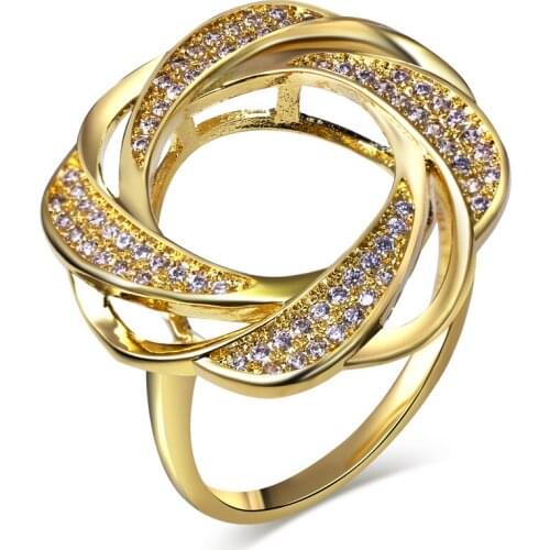 New Party ring Made With Cubic Zirconia gold color Large rings for women Drop shipping