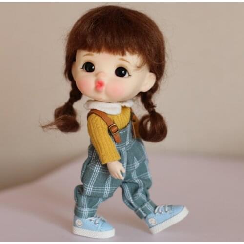 Ob11 doll custom 1/8bjd doll head cute makeup 1/12BJD doll including baby head + wig + clothes + shoes + body