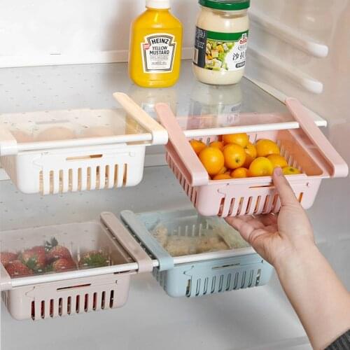 Adjustable Stretchable Refrigerator Organizer Drawer Basket Refrigerator Pull-out Drawers Fresh Spacer Layer Storage Rack
