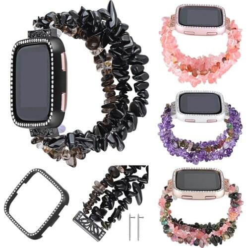 Watch Band for Fitbit Versa Gems Stones Watch Strap Women Diamond Replacement Wristband for Fitbit Versa Smart Watch Bracelet
