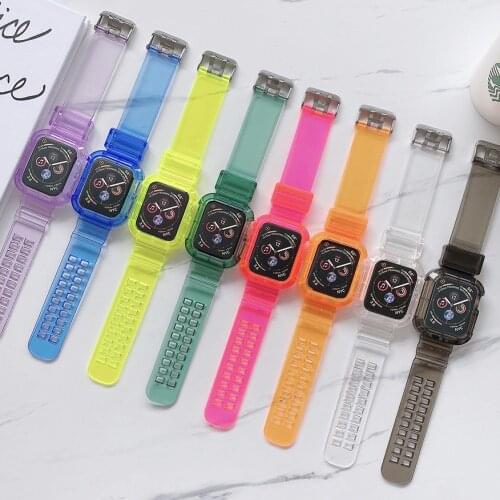 TPU Sport Strap for Apple Watch iwatch 6 5 4 3 2 1 SE 38mm 42mm 40mm 44mm Protective Case Waterproof Replacement Bracelet Band