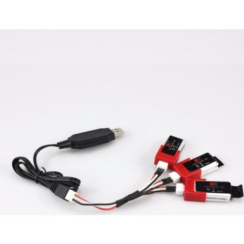 3PCS/Lot XK K120 RC Helicopter Spare Parts 3pcs Battery + 1 Charging Cable