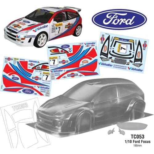 1/10 Rc Car Clear Body Shell & Stickers & Wings/Rear View Mirror Sets For Car Ford-Focus On Road Rc Drift Car