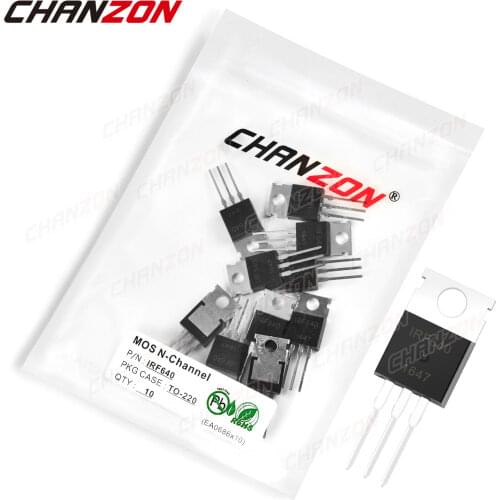 10pcs IRF640 TO-220 N-Channel Mosfet Bipolar Junction Transistor BJT SIC Mos Fets Triode Tube 18A 200V Integrated Circuits