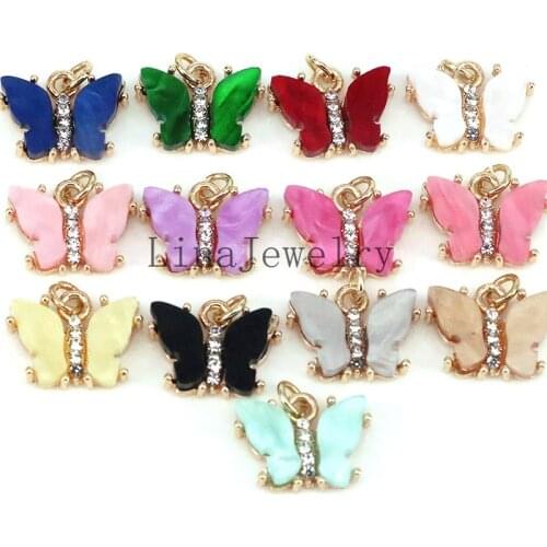 10Pcs Gold Color Acrylic Butterfly Beads Charms Trendy Pendants Diy Earring Bracelet Necklace Making Charm