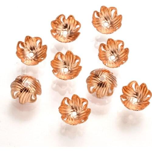 50 pcs 10mm Brass Flower bead cap Hollow Spacer Bead high quality DIY for Jewelry Making Bracelet Findings Accessories