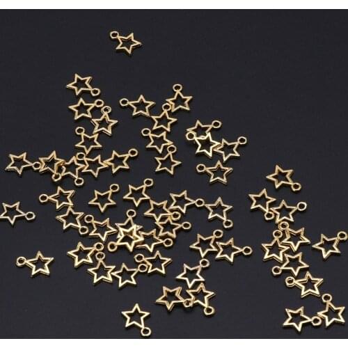 50Pcs Star Metal Charm Pendant Open Bezel Setting Frame Resin Blank for Jewelry