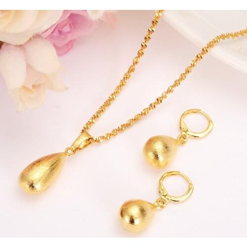 African geometric drophjewelry set chain women Nigerian wedding gold multi layer necklace pendantearring Indian jewelry sets