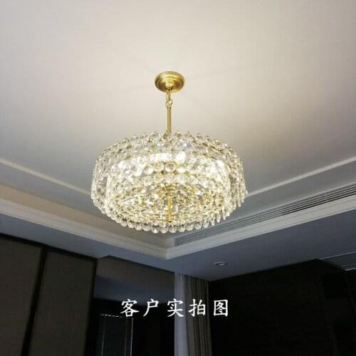 American light luxury crystal chandelier retro copper color model lamp art dining room bedroom lamp