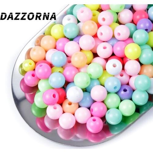 6mm 8mm 10mm Acrylic Round Pearl Spacer Loose Beads 50/100Pcs DIY Jewelry Making Necklace Bracelet Accessories 10 Colors
