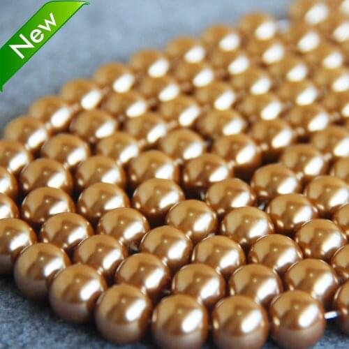 New For Necklace&Bracelet 12mm Gold-Color Shell Pearl Beads DIY Gifts For Women Girl Loose Beads Jewelry Making Design 16inch