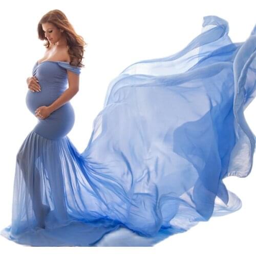 Long Maternity Photography Props Pregnancy Dress For Photo Shooting Off Shoulder Pregnant Dresses For Women Maxi Maternity Gown
