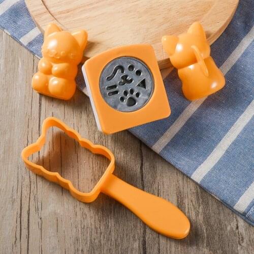 Cat Shape Rice Mold Onigiri Maker Mold Sushi Mold with Roasted Seaweed Embossers DIY Kitchen Tool Set