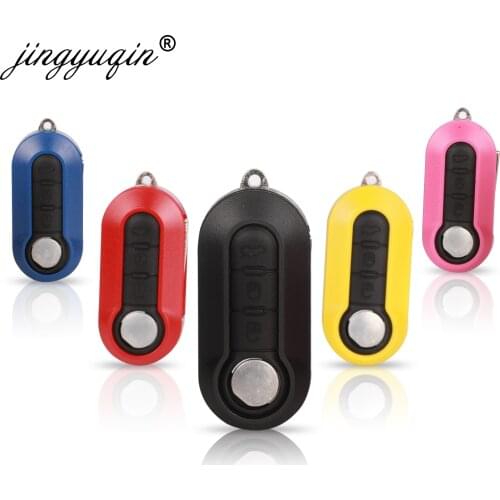 Jingyuqin Colorful 3 Buttons Flip Remote Key COMBO Case Shell for FIAT 500 Panda Punto Bravo Car Alarm Keyless Entry Fob Cover