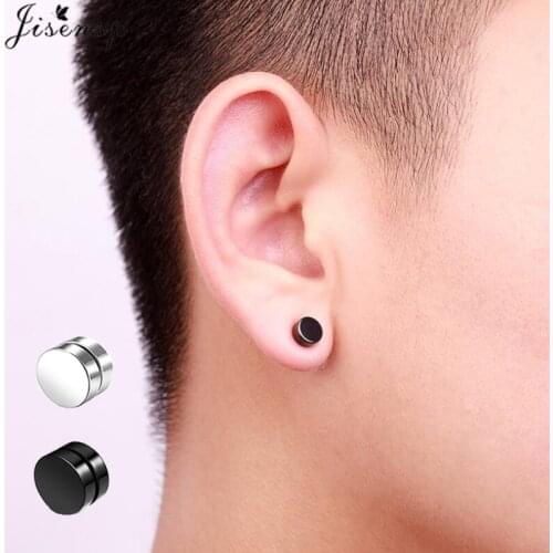 Jisensp Strong Magnet Magnetic Stud Earrings Women Non Piercing Punk Earrings Painless Earring Men Accessories Jewelry pendiente