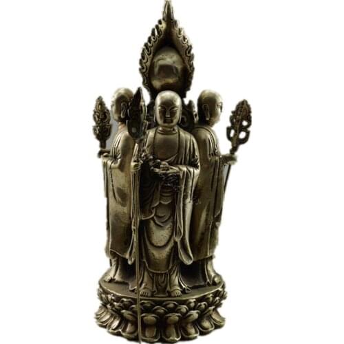Collectible Decorated Old Handwork Tibet Silver Carved 4 Side Buddha Statue metal handicraft