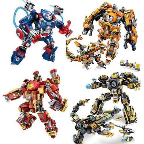 Tony Stark Iron Man Buster Armor Robot Machine MK44 Figures Building Blocks City Bricks Educational Toys For Children Boys Gifts