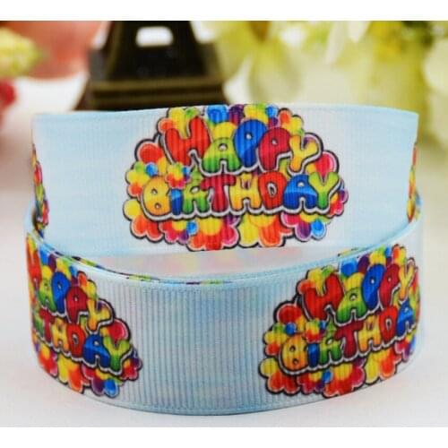 22mm,25mm,38mm,75mm Happy Birthday Cartoon Printed grosgrain ribbon party decoration DIY Hairbow 10 Yards X-00994