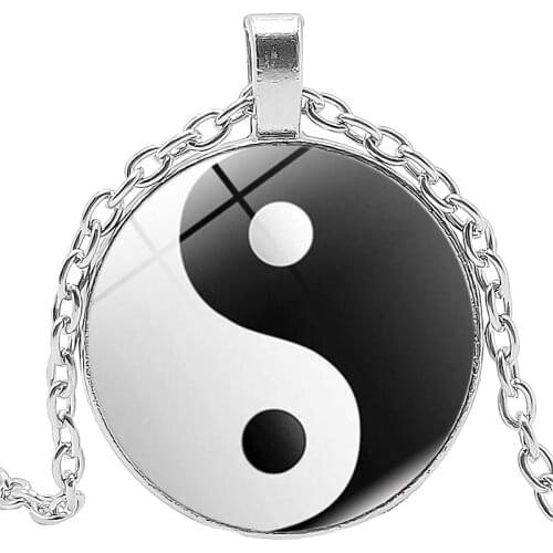 HOT! 2019 Tai Chi Yin Yang Cute Cat Dog Claw Necklace Fashion Anime Peripheral Glass Convex Pendant Necklace Glamour Jewelry