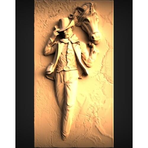 STL Model Panno for CNC Router 3D Printer Artcam Aspire Bas Relief_west cowboy