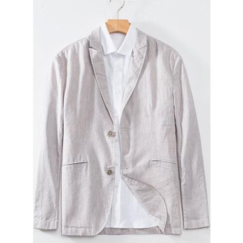 2019 New Arrival Fashion High Quality Flax Casual Suit Men Loose Linen Cotton Jacket Fashion Blazer Mens Large Size MLXL 2XL 3XL