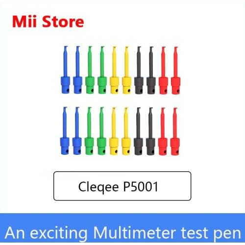Cleqee P5001 20pcs Multimeter Lead Wire Kit Test Hook Clip Grabbers Test Probe SMT/SMD IC D20 Cable Welding