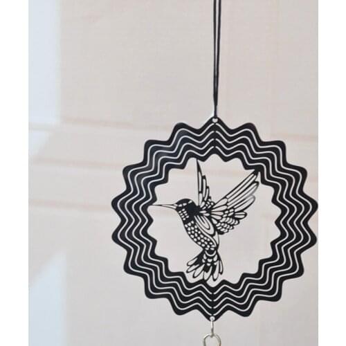 Stainless Steel Bird DIY Wind Chimes Car Hanging Ornaments Stereo Rotary Wind Chime Pendant Metal Hanging Garden Home Decor
