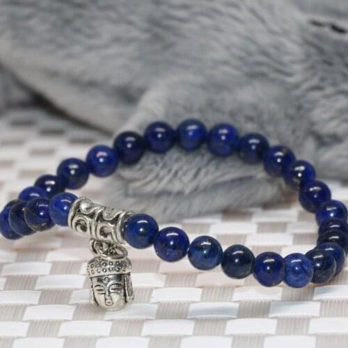 New fashion top quality blue natural lapis lazuli stone 6mm round beads strand bracelet women jewelry making 7.5inchB1927