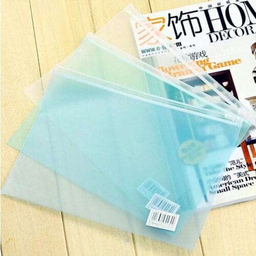 Office Stationery PP Document Bags Matte Transparent Zipper Bag 6 PCS/Lot A5 File Paper Organizer