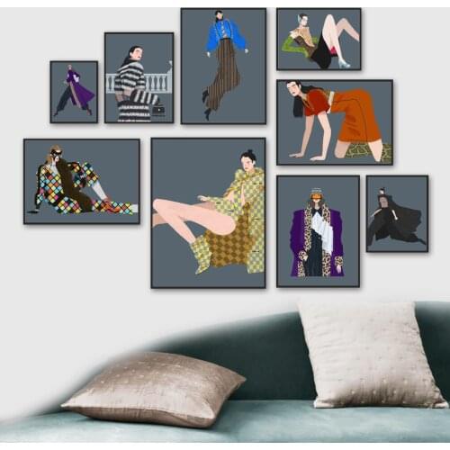 Retro Fashion Abstract Urban Girl Comics Wall Art Canvas Painting Nordic Posters And Prints Wall Pictures For Living Room Decor