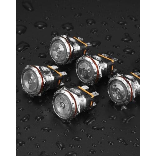 YZWM 22mm Reset Self-locking Ring Lamp with Symbol and Indicator Light Metal Switch Button High Current 15a24v 220v Power Start