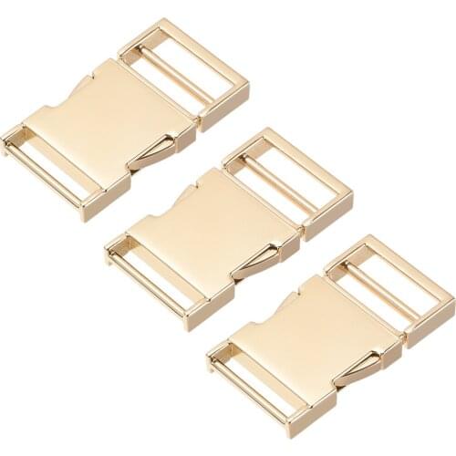 Uxcell Side Release Buckle 1-inch Zinc Alloy Adjustable Buckle Gold Tone 3Pcs