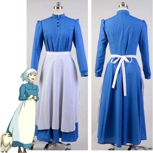 Anime Sophie Hatter Dress Cosplay Howls Moving Castle Cosplay Women Halloween Costume Long Dress
