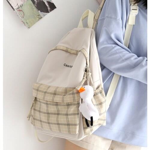 Female Plaid Panelled Backpack Women Small Fresh School Bag for Teenage Girls Harajuku School Shoulder Backpack Bag Ladies New