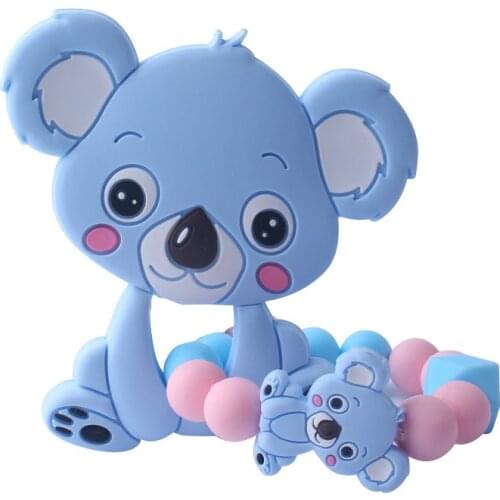 Food Grade Silicone Teethers Infant Baby Silicone Chew Charms Kids Teething Gifts Toddler Toy DIY Animal Koala Baby Ring Teether