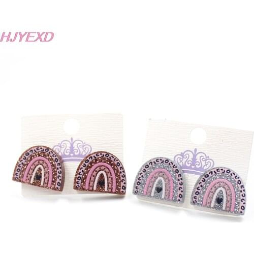 1pair) ST066 Acrylic Rainbow Stud Earrings Summer Earrings Glitter Acrylic Earrings