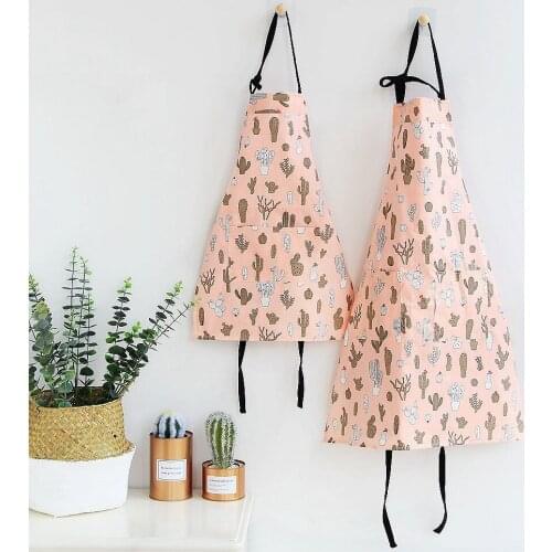 1 pcs Cactus Fox Cat Pattern Apron Woman Adult Children Bibs Home Cooking Baking Shop Cleaning Apron Kitchen Accessory 46189