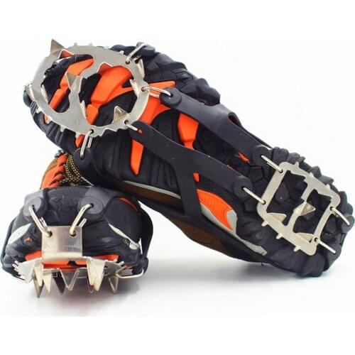 18 Teeth Climbing Crampons for Outdoor Winter Walk Ice Fishing Snowshoes Anti Skid Shoes Manganese Quality Steel Shoe Covers