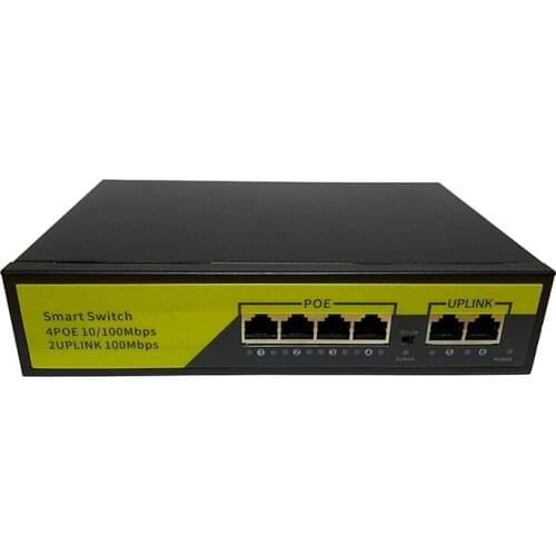 4CH Standard POE Switch 100Mbps Ethernet Network Switch 4 Ports PoE Switcher Standard RJ45 Injector for IP Camera/Wireless AP