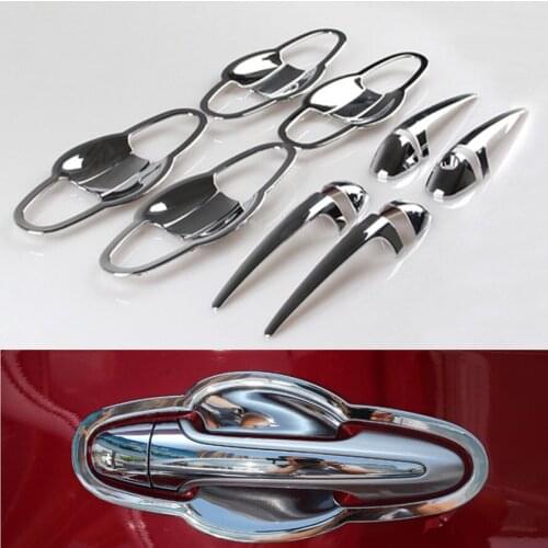 8pcs/set Chrome ABS Car Auto Side Door Handle Covers + Handle bowl Trim Garnished Bezel Decoration for RAV4 2013-15 Car Styling