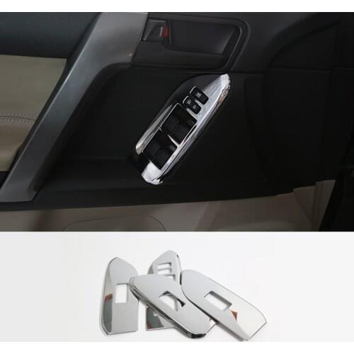 ABS Chrome Car Styling Trims Accessories Interior Window Glass Lift Button Cover 2014 2015 2016 2017 For Toyota Prado FJ150 J150